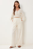 Krem Keten Bluz Pantolon Takım BV00160
