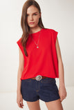 Kırmızı Basic Örme T-Shirt EN00643