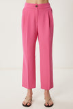 Pembe Yüksek Bel Pensli Dokuma Pantolon WF00121