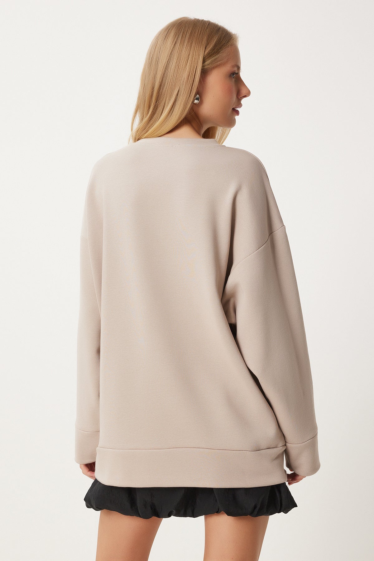 Vizon Kurdele Taş Detaylı Örme Sweatshirt VN00012