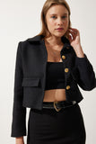 Siyah Crop Tüvit Blazer Ceket TO00039