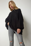 Siyah Oversize Basic Triko Kazak mx00126