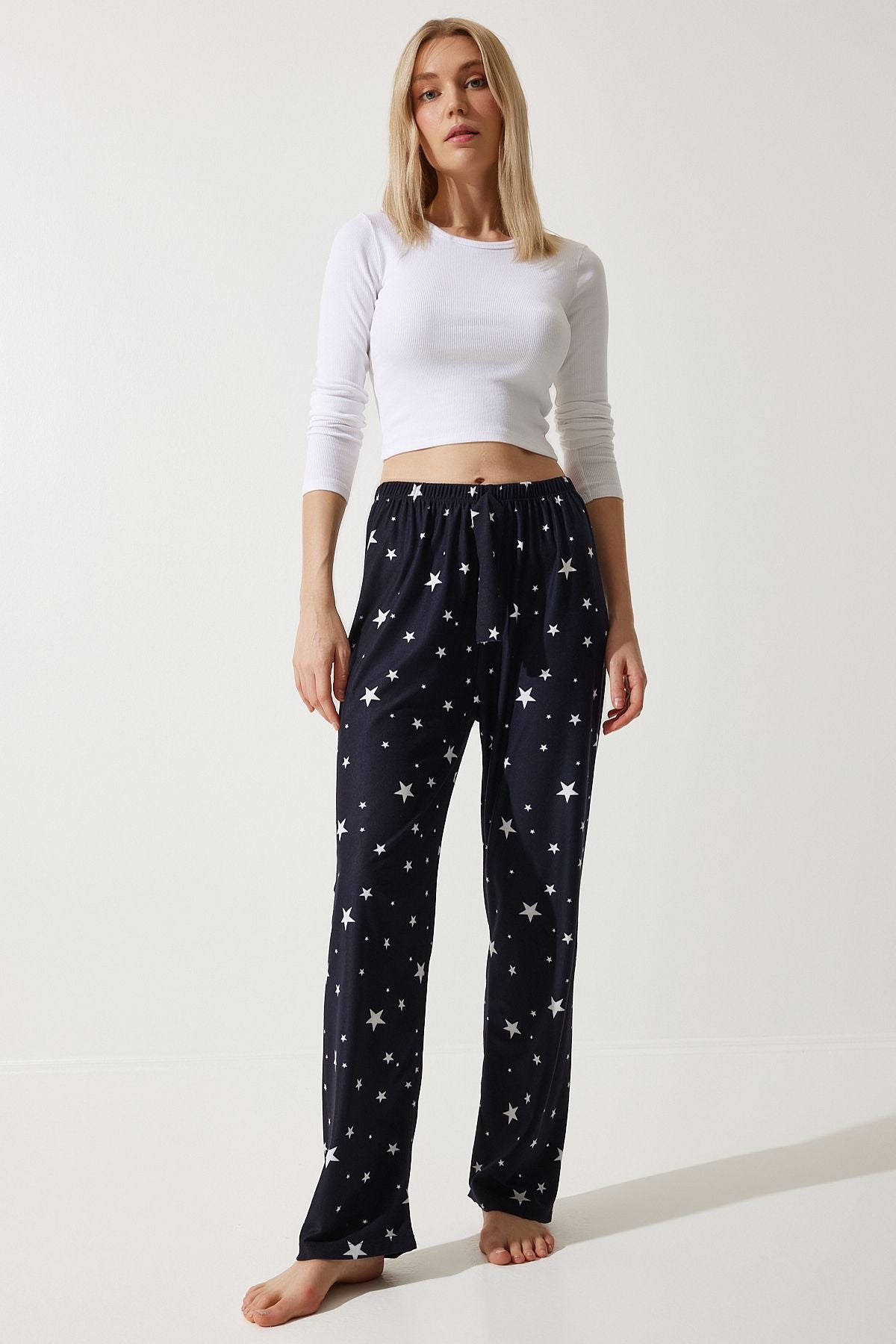Siyah Desenli Yumuşak Dokulu Örme Pijama GF00002