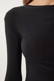 Siyah Bisiklet Yaka Crop Örme Bluz EN00631