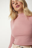 Gül Kurusu Dik Yaka Fitilli Kaşkorse Crop Bluz ub00165