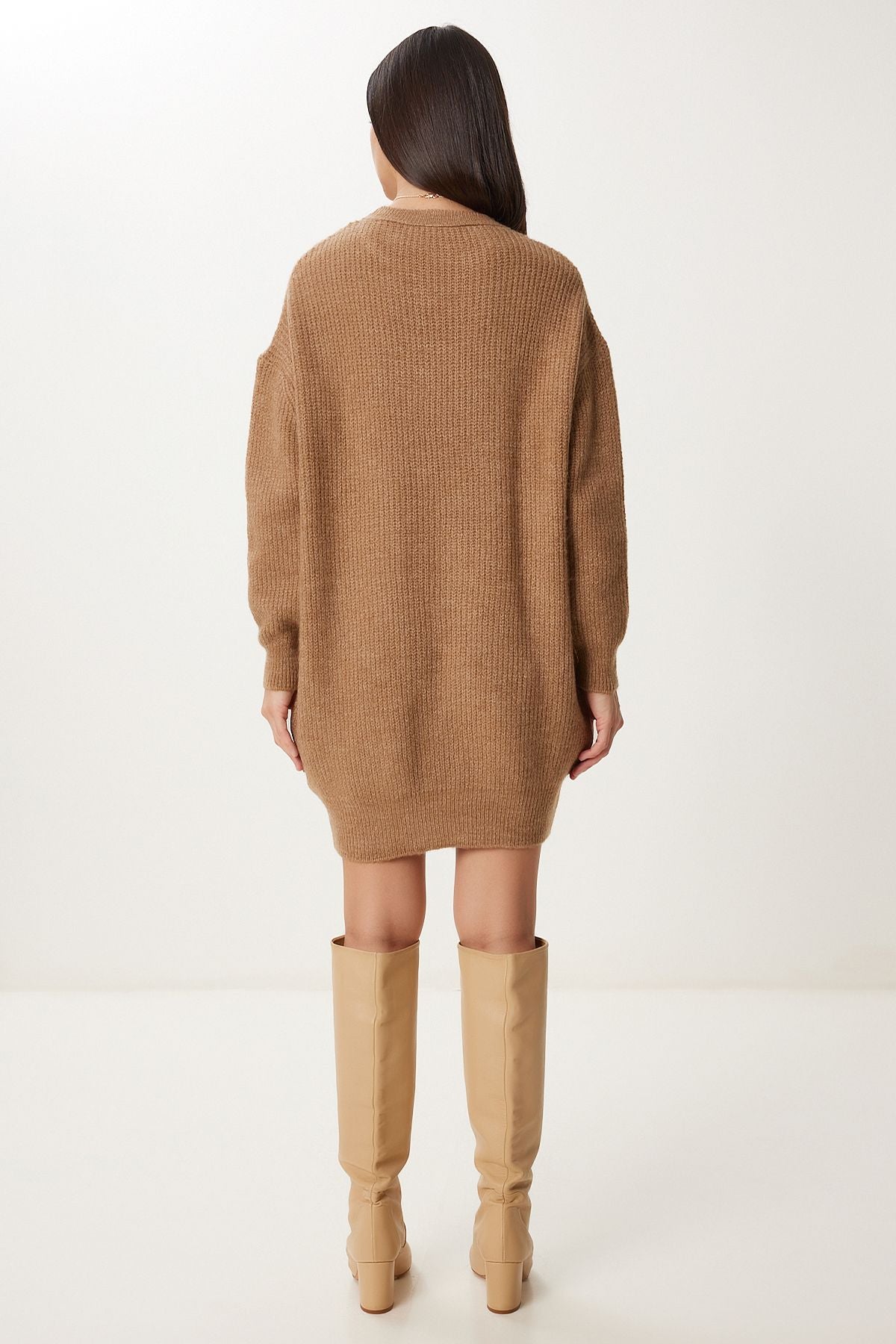 Bisküvi Oversize Uzun Basic Triko Kazak BV00099
