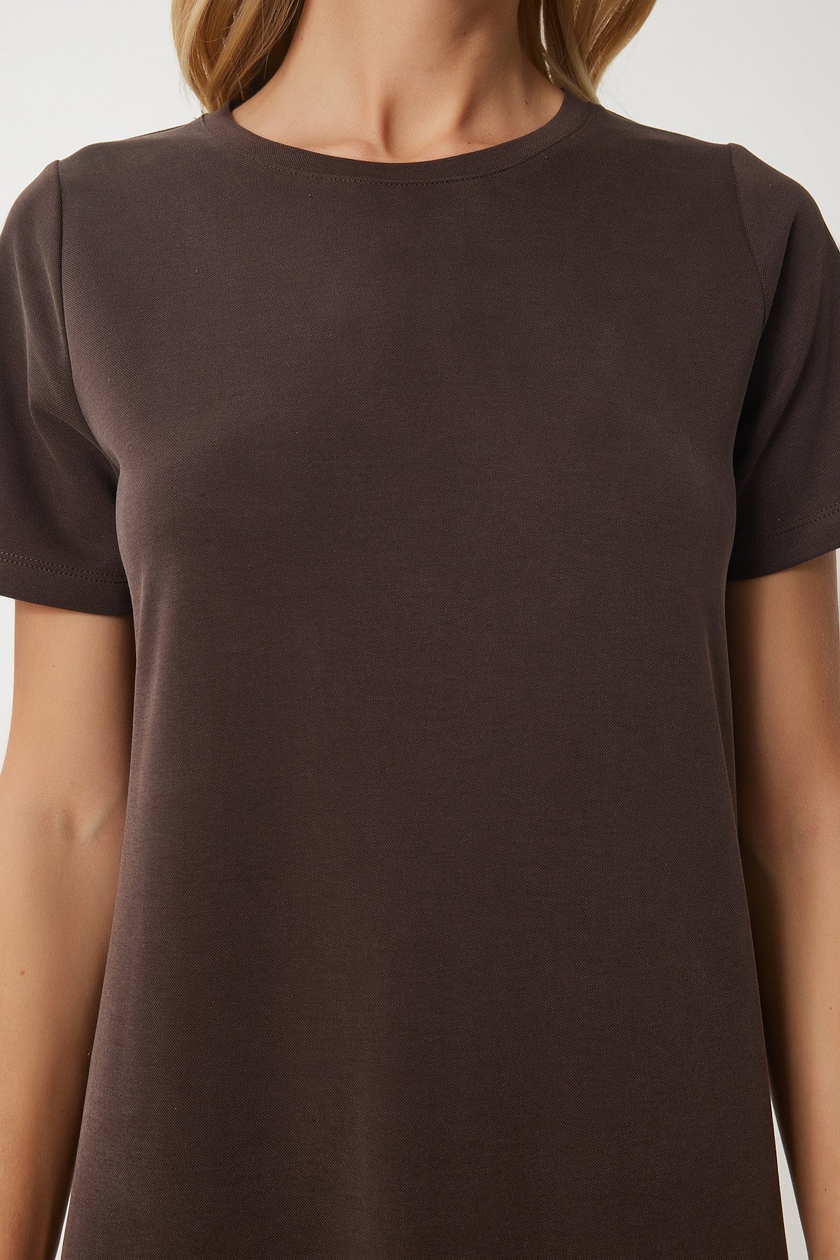 Kahverengi Basic Yazlık Modal Elbise SJ00002