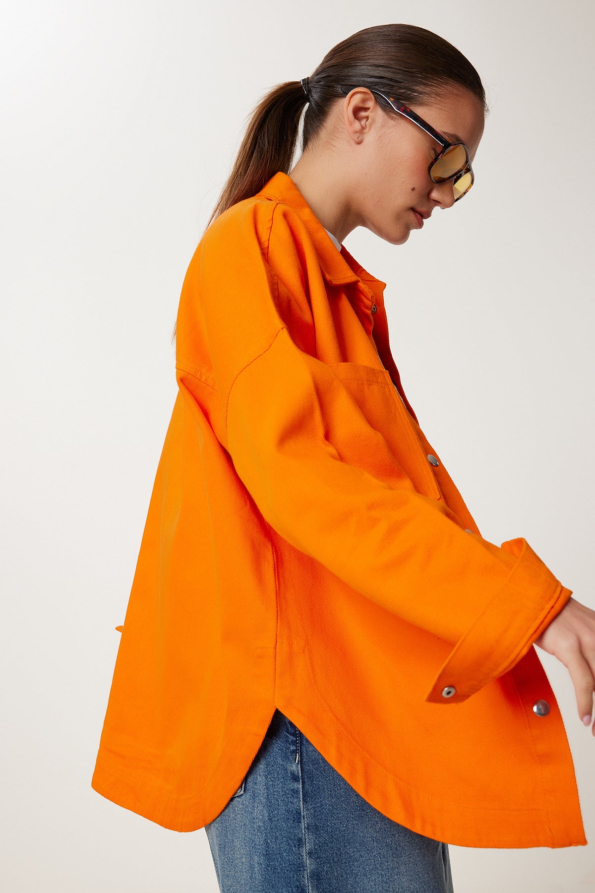 Oranj Çıtçıtlı Mevsimlik Gabardin Gömlek Ceket SA00043