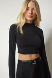 Siyah Ekru Dik Yaka 2’Li Paket Sandy Crop Bluz MC00222