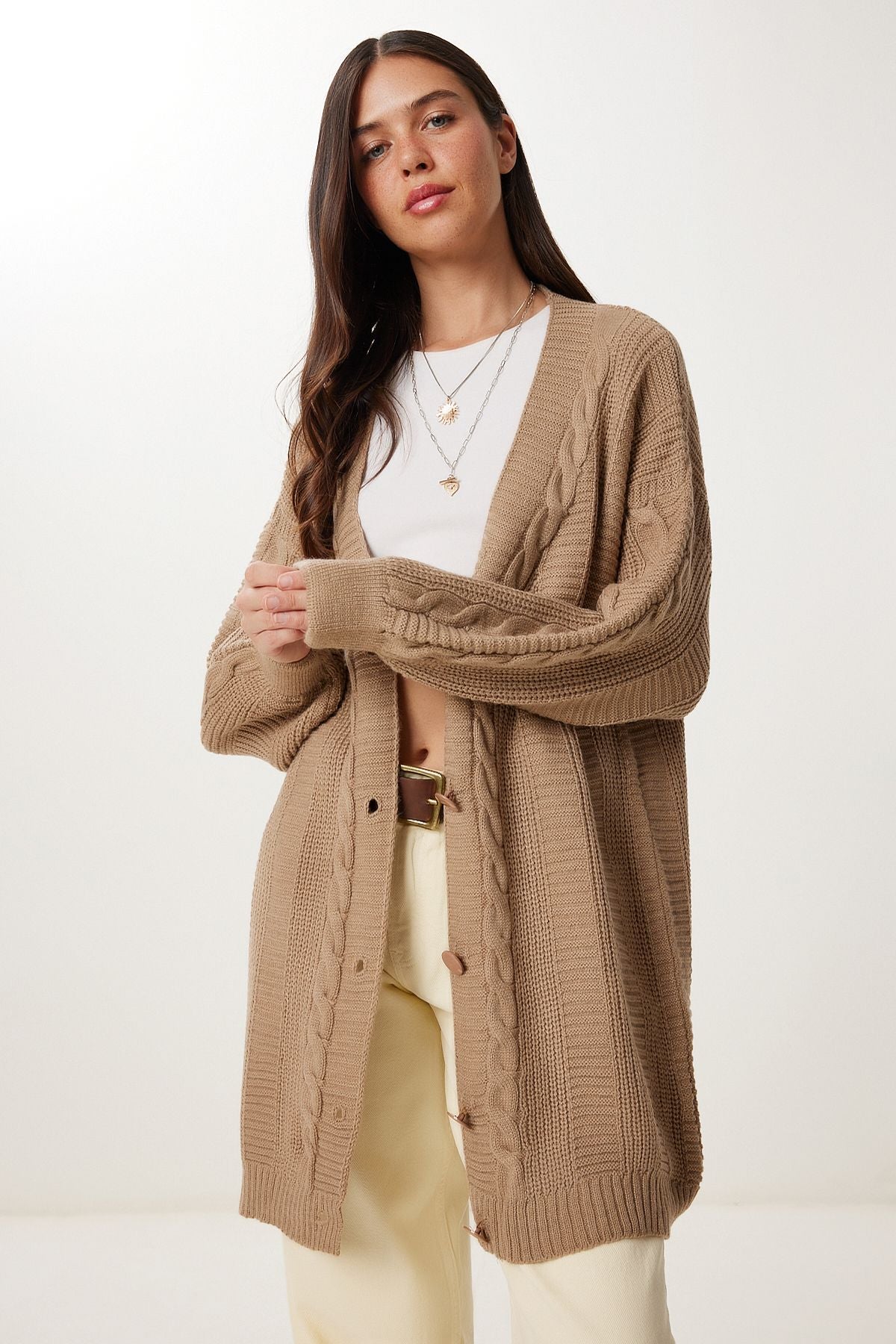 Vizon Balon Kollu Oversize Triko Hırka DD01033