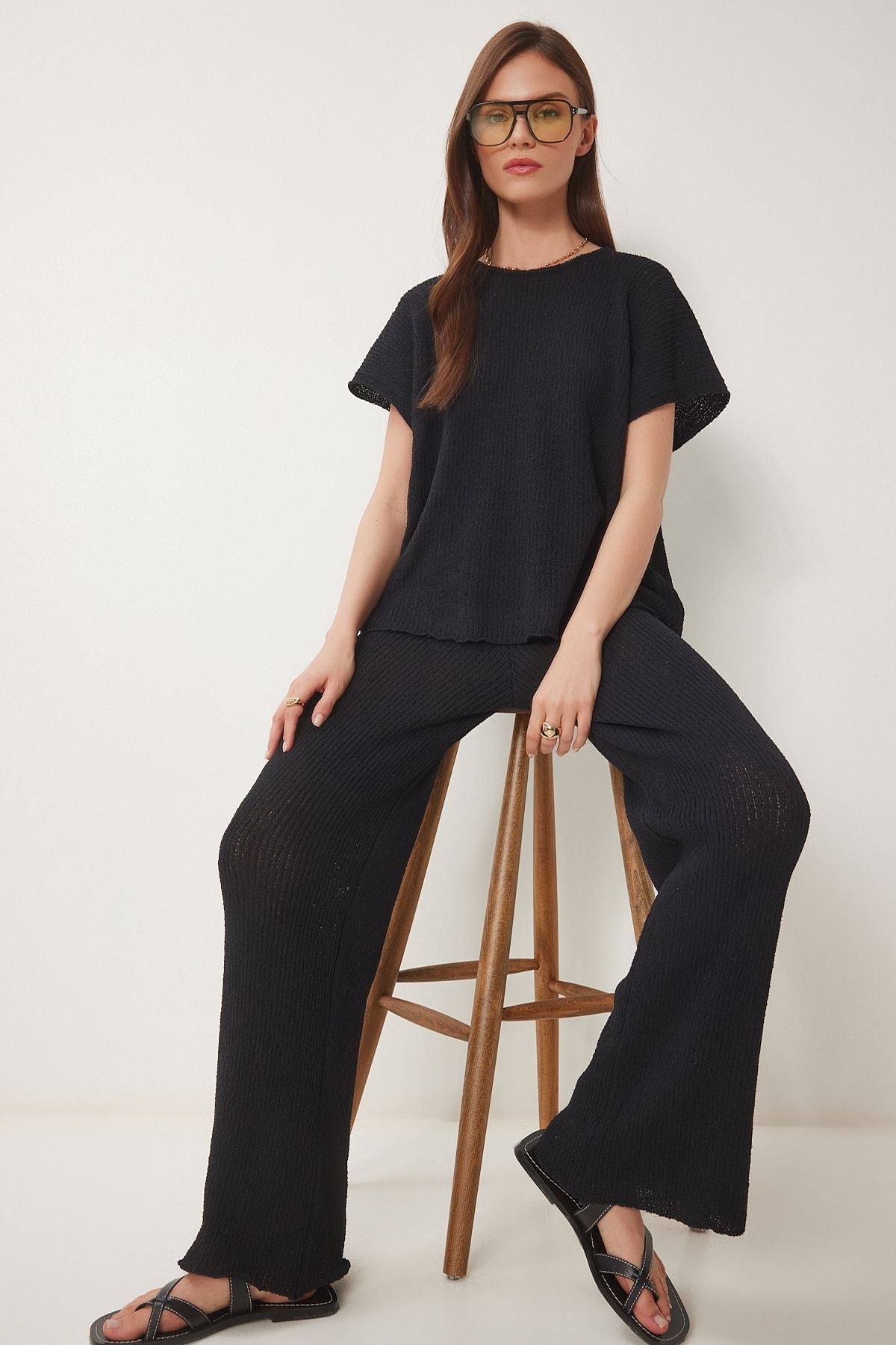 Siyah Triko Bluz Pantolon Takım DP00240