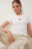 Kemik Kalp Nakışlı Fitilli Örme T-Shirt ZV00289