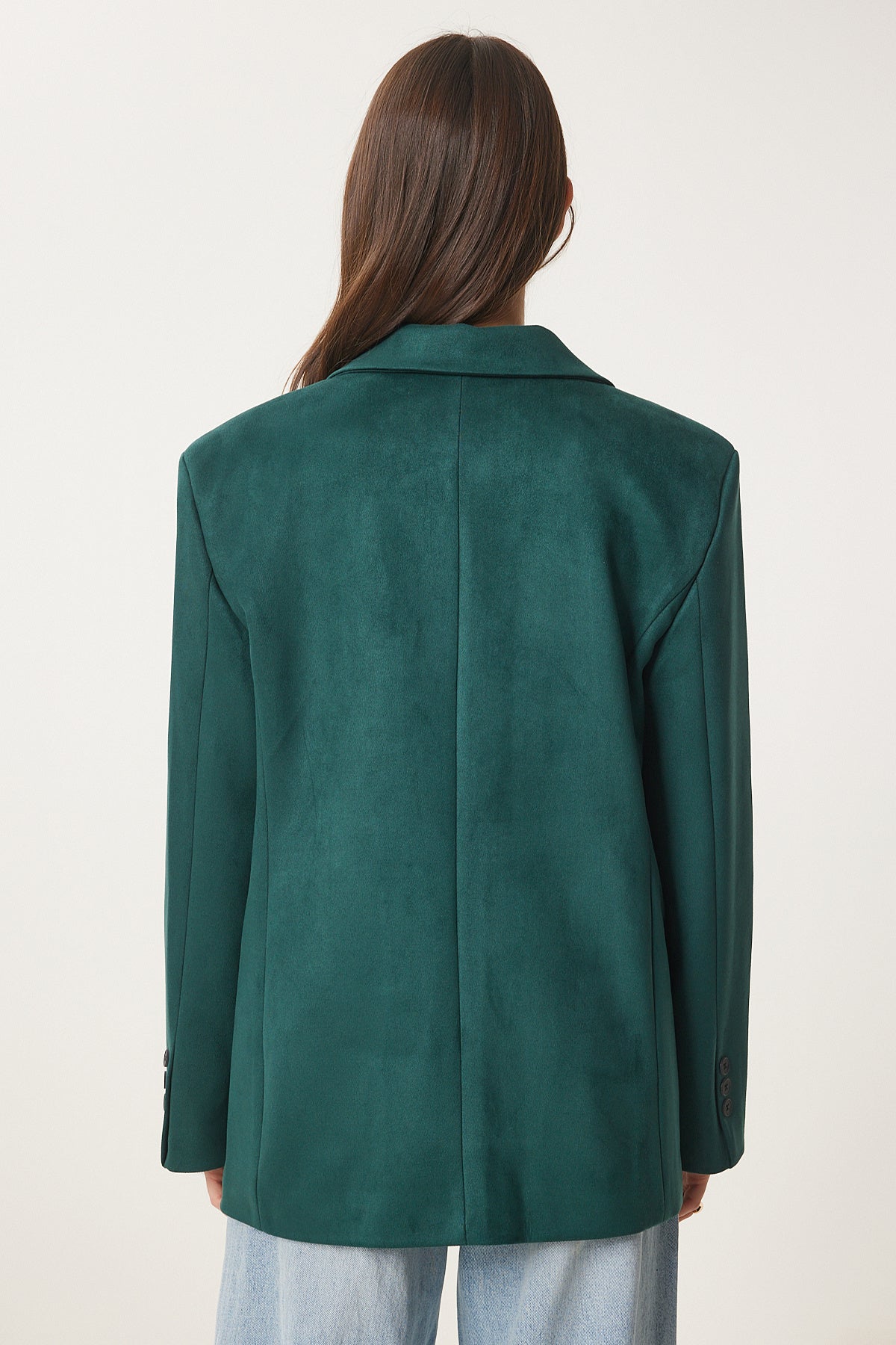 Zümrüt Yeşili Premium Süet Blazer Ceket FN03443