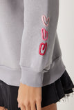 Gri Kalp Nakışlı Şardonlu Sweatshirt OW00004
