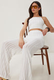 Ekru Ajurlu Örme Bluz Pantolon Takım DM00145