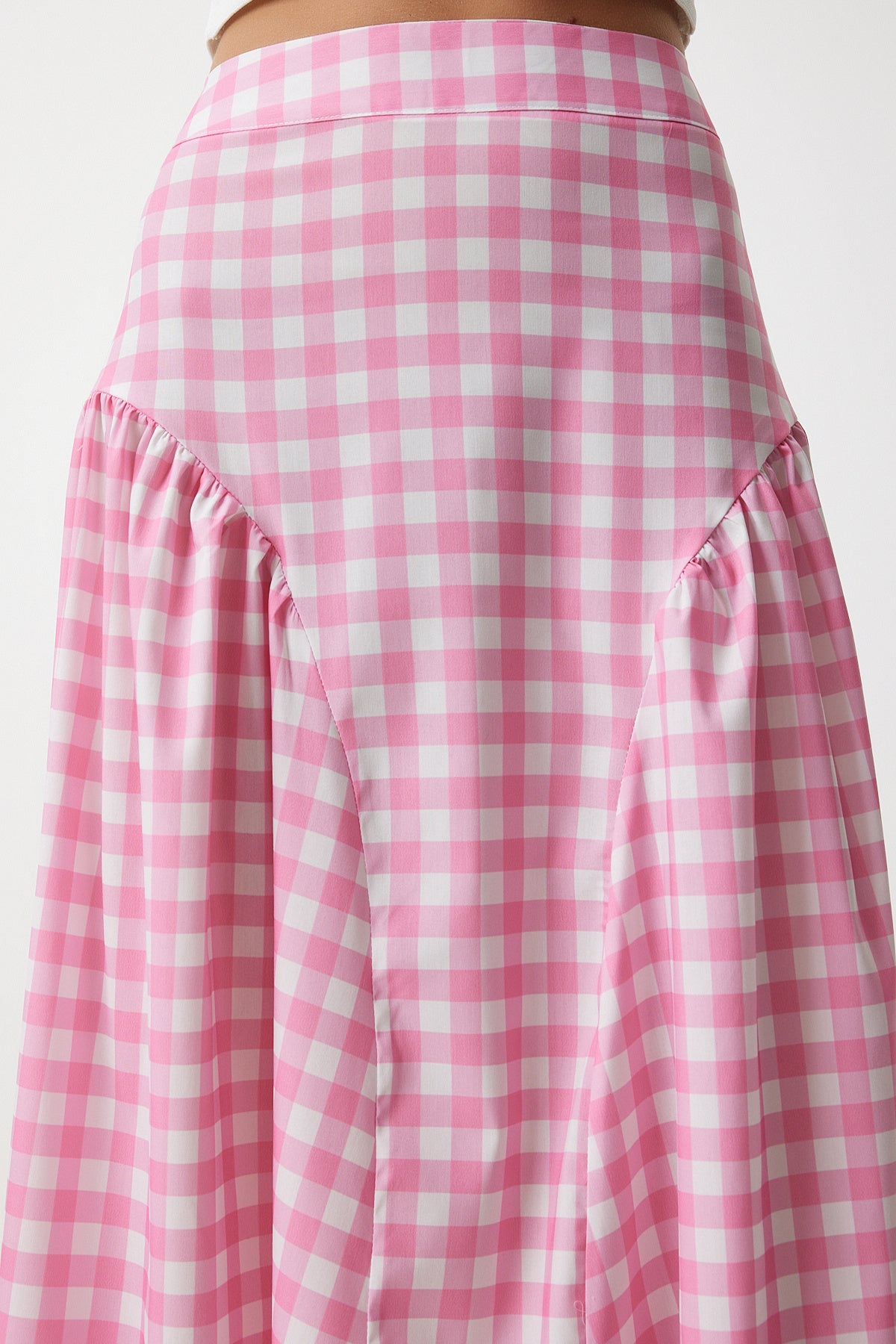 Pembe Pötikare Volanlı Yazlık Poplin Etek UL00024