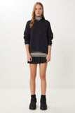 Siyah Kapüşonlu Örme Sweatshirt UB00456