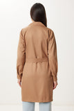 Camel Kruvaze Yaka Kuşaklı Mevsimlik Trençkot DD01374