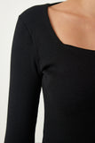 Siyah Beyaz Kare Yaka 2'li Paket Örme Bluz GT00056