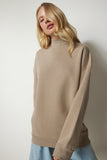Vizon Dik Yaka Basic Şardonlu Sweatshirt UB00166