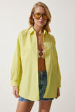 Açık Sarı Oversize Uzun Basic Gömlek  DD00842
