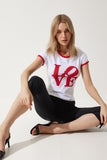 Beyaz Sloganlı Pamuklu Fit Örme T-Shirt UB00275