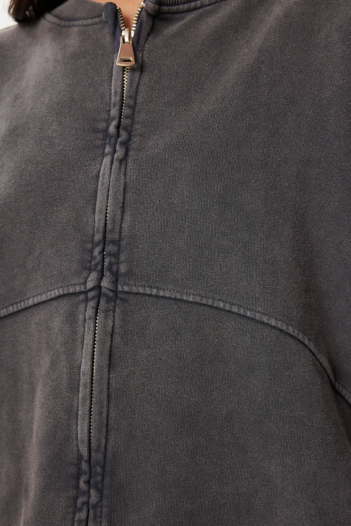 Antrasit Yıkamalı Oversize Örme Sweatshirt UB00409