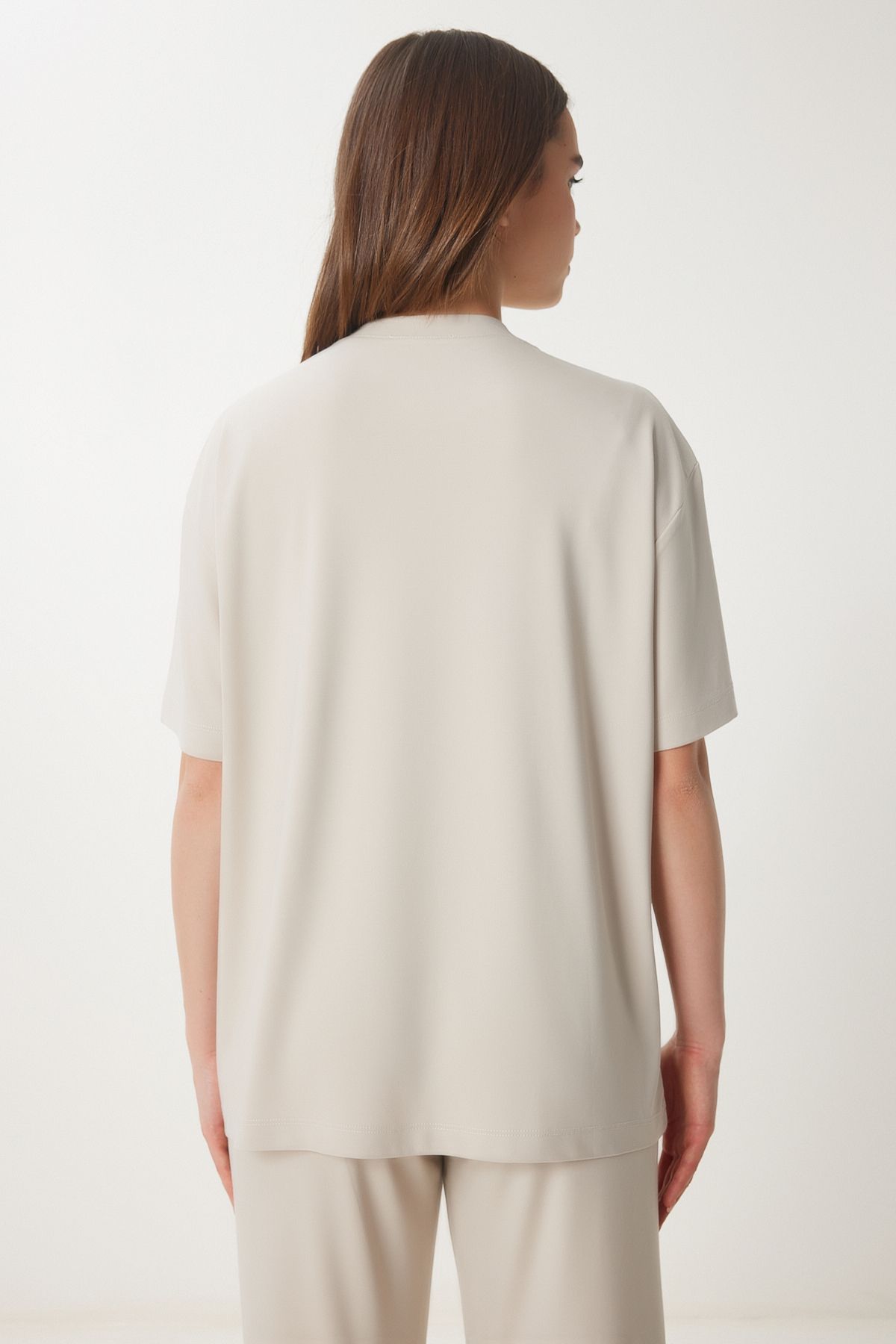 Taş Oversize Örme T-Shirt Pantolon Takım FN03452