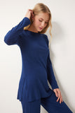 Lacivert Rahat Fitilli Örme Bluz Pantolon Takım OW00054