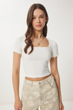 Kemik Basic Crop Örme Bluz FW00007