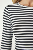 Siyah Beyaz Çizgili Kaşkorse Crop Bluz MC00229