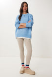 İndigo Mavi Oversize Triko Kazak PN00054