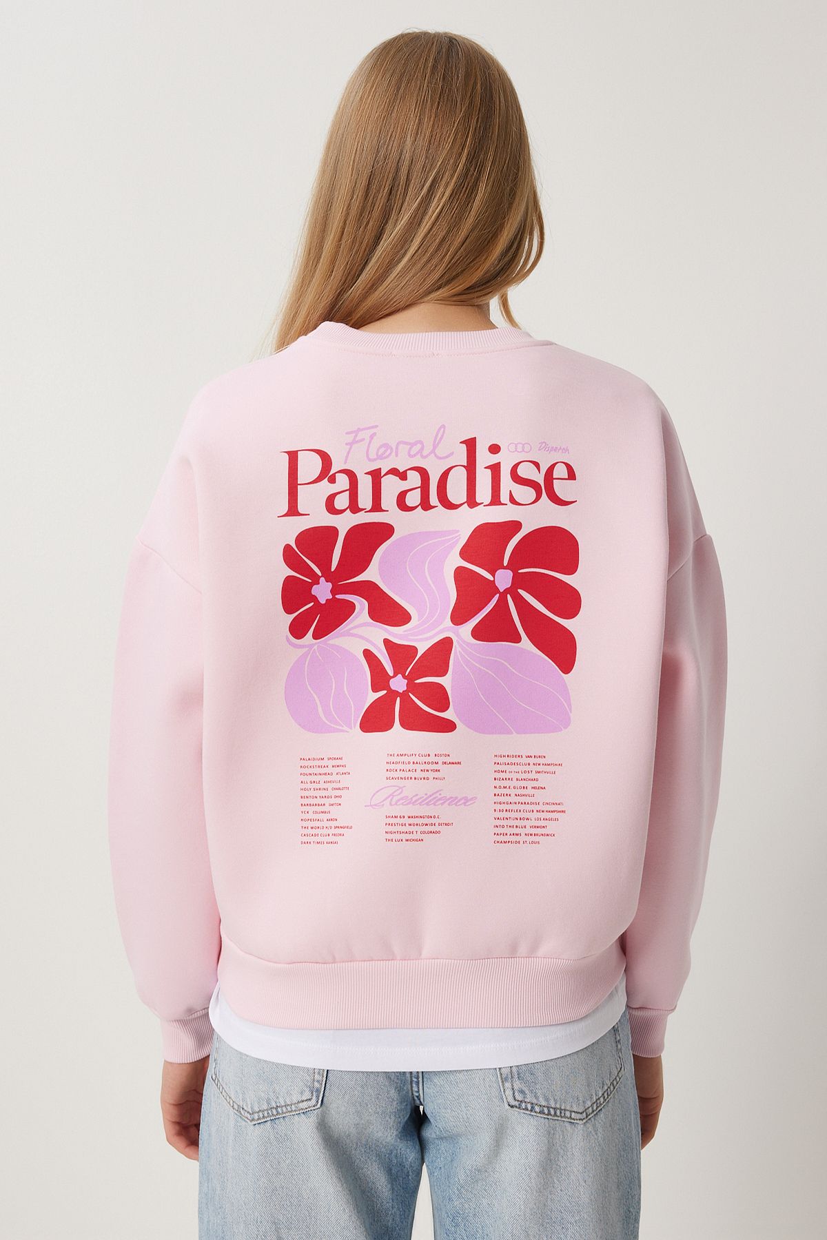 Pembe Baskılı Şardonlu Örme Sweatshirt BF00099