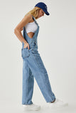 Açık Mavi Geniş Cepli Denim Bahçıvan Tulum RV00162