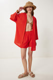 Oranj Keten Kimono Şort Takım WF00105
