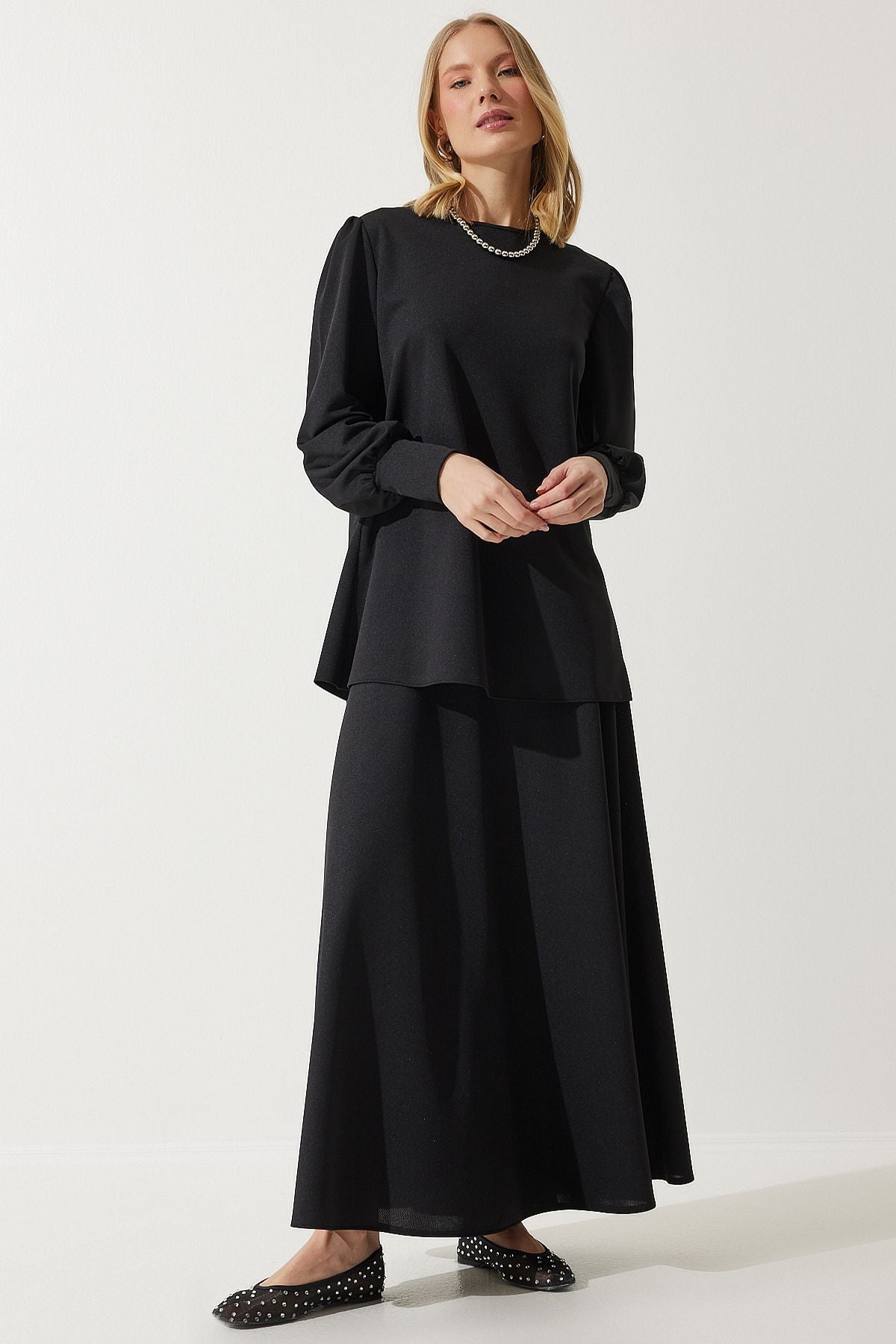 Siyah Tunik Etek Örme Takım DD01317