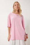 Pembe Oversize Basic Modal T-shirt UB00323