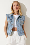 Mavi Şık Zincirli Denim Yelek RV00180