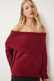 Bordo Madonna Yaka Triko Kazak MT00156