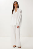 Ekru Müslin Bluz Pantolon Takım  FN03470