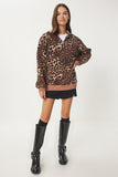 Bisküvi Siyah Leopar Desenli Dik Yaka Şardonlu Sweatshirt DP00226