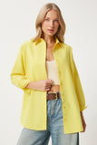 Koyu Sarı Oversize Uzun Basic Gömlek  DD00842
