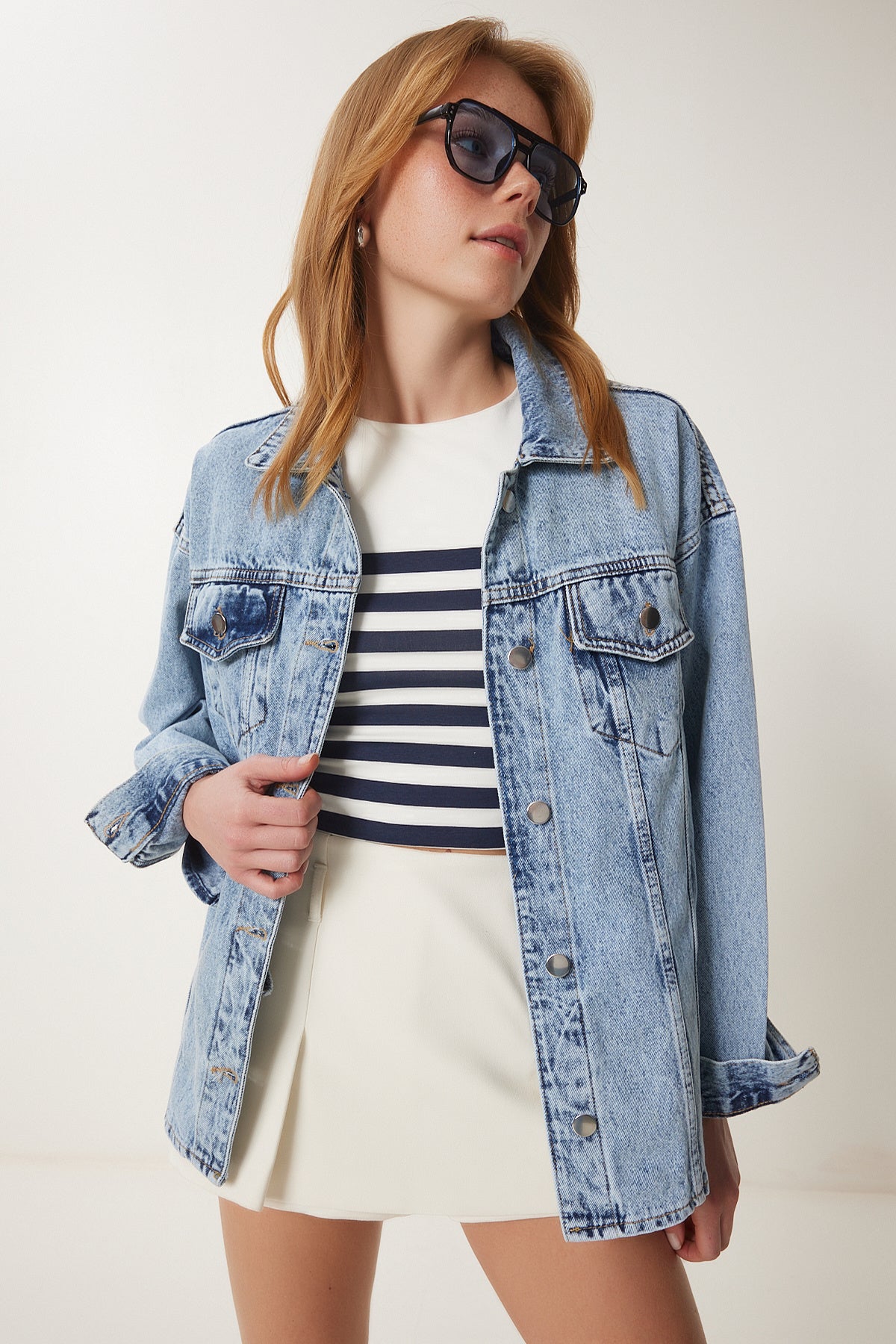 Açık Mavi Boyfriend Denim Ceket RI00008