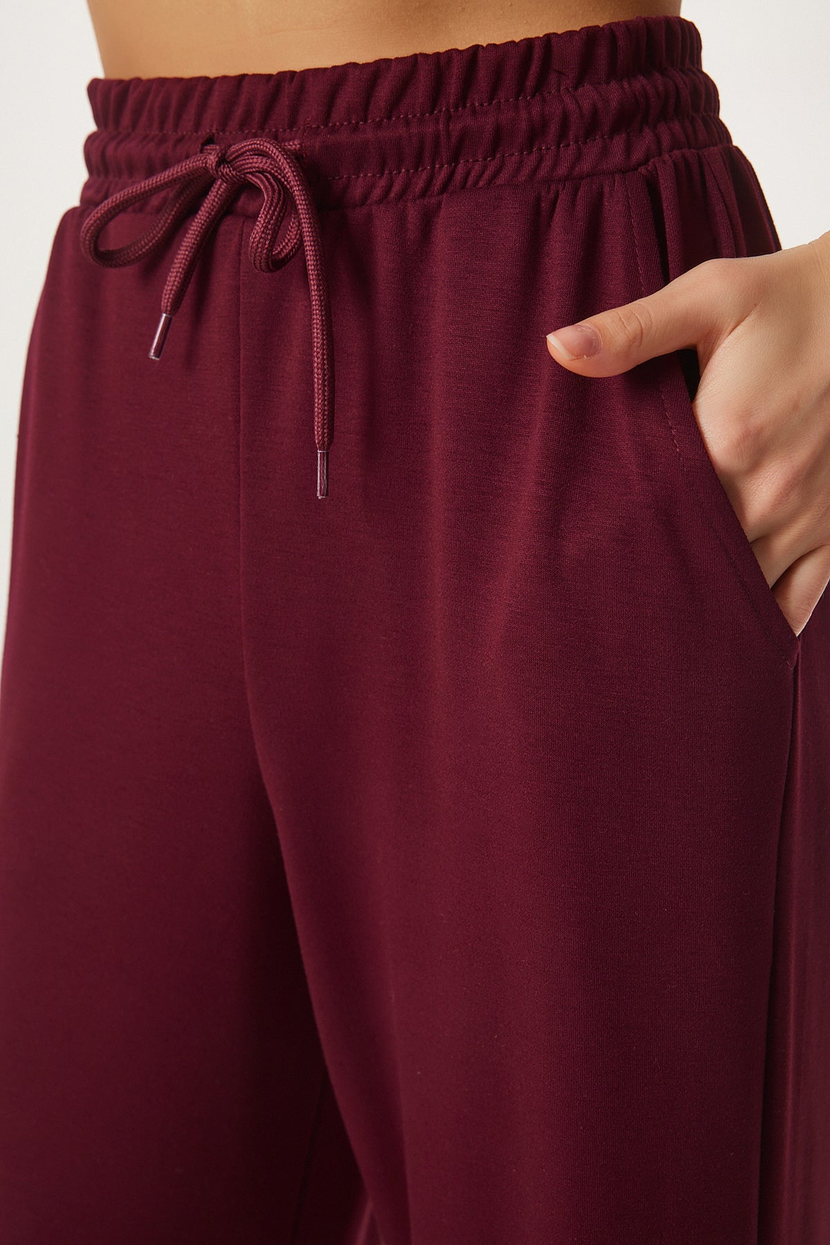 Bordo Polo Yaka Örme Alt-Üst Takım AN00231