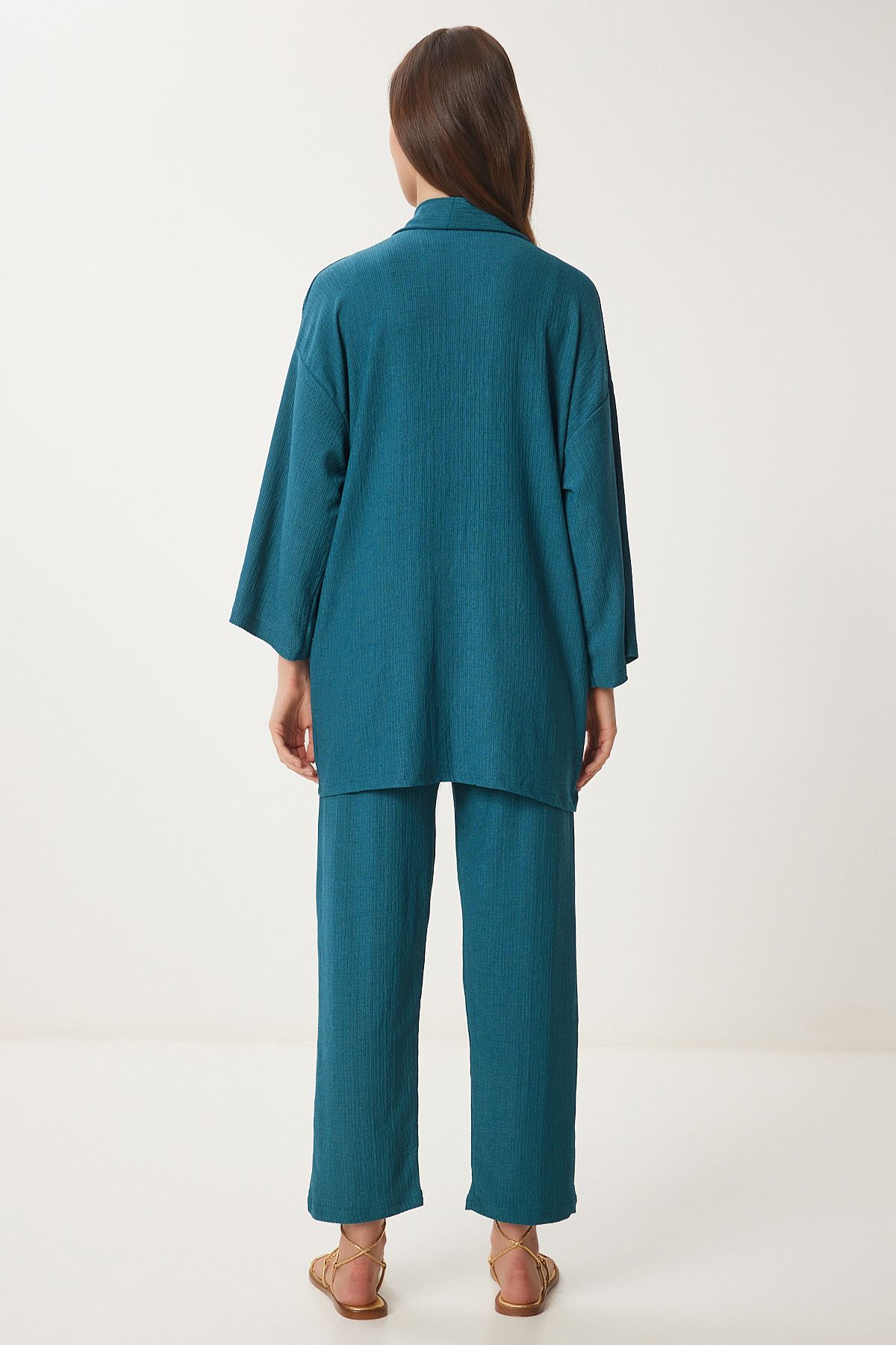 Zümrüt Yeşili Kimono Pantolon Örme Takımı BY00050