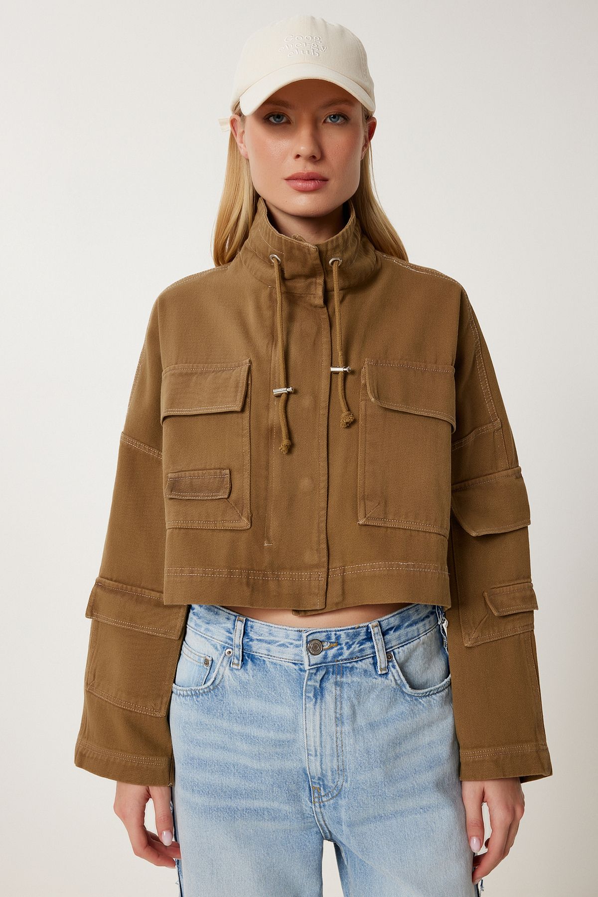 Haki Cep Detaylı Gabardin Ceket SA00042