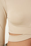 Krem Cut Out Detaylı Crop Bluz CE00091