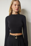 Siyah Ekru Dik Yaka 2’Li Paket Sandy Crop Bluz MC00222
