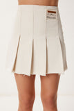 Krem Pileli Mini Gabardin Etek ZH00055