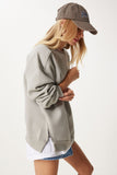 Taş Grisi Fermuar Detaylı Şardonlu Örme Sweatshirt UB00148